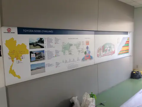 ภาพพิมพ์แผนที่และข้อมูลบนผนังสำนักงาน